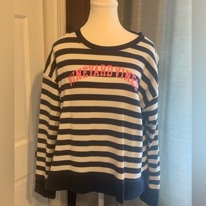 Vineyard Vines blue and white striped sweater. Size large